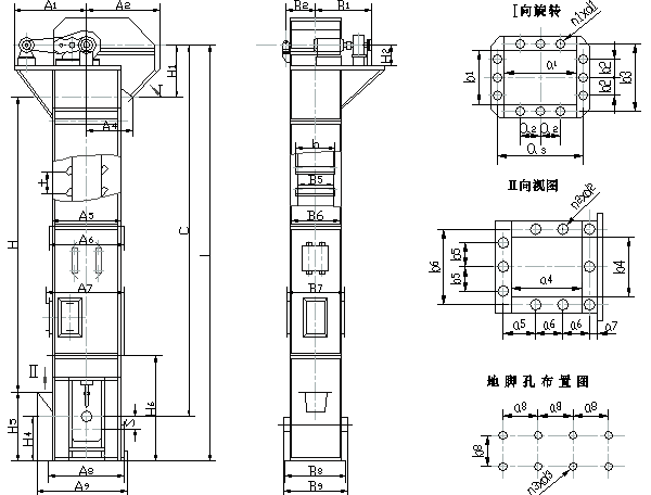 HL環(huán)鏈斗式提升機(jī)外形圖